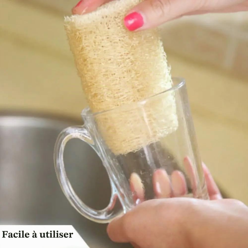 Éponge de luffa Naturelle, Longue Plantation, Douche corporelle, antiadhésive, Bonne Absorption, Serviette Vaisselle, Fourniture Cuisine et Bain(50-60cm)