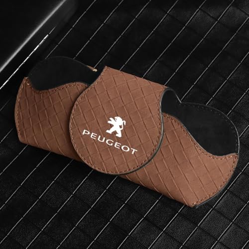 LVIPP Clip de Lunettes de Soleil pour Voiture, Support de Pare-Soleil pour Peugeot 206 307 308 3008 207 208 407 508 2008 5008 107 106,Normal-Brown Style