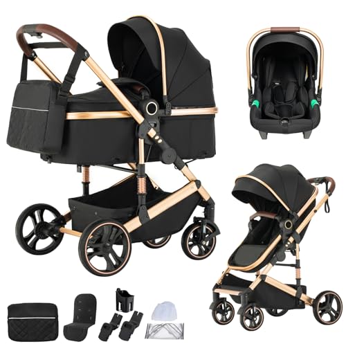 BEBBY BEBBY Cochecito de bebé 3 en 1,Carricoche Combinado Paisaje Alto Marco de Aluminio Para Recién Nacido0-22KG,Portátil Carrito Bebe 3 en 1 Con Asiento De Auto (H9-BLACK, H9) BEBBY BEBBY Cochecito de bebé 3 en 1,Carricoche Combinado Paisaje Alto Marco de Aluminio Para Recién Nacido0-22KG,Portátil Carrito Bebe 3 en 1 Con Asiento De Auto (H9-BLACK, H9)