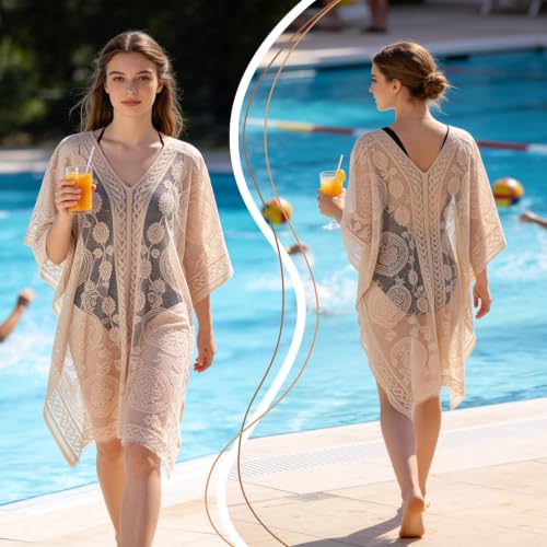 Image of Bathing Suit Cover Up for Women,V-Neck Summer Swimsuit Coverups Loose Swimwear Beach Dress for Pool Sea Party