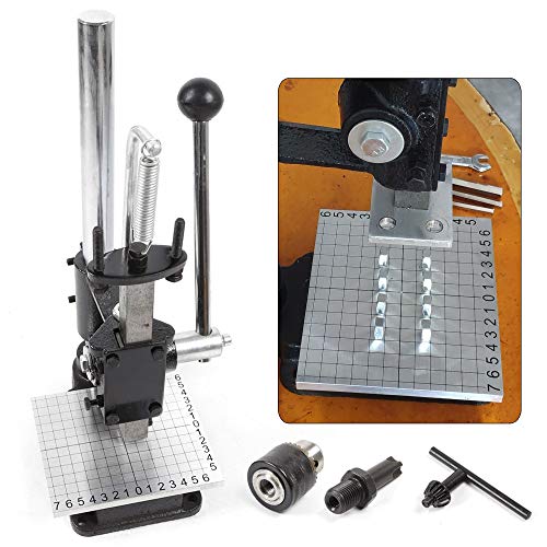 Leather Hole Puncher Hand Punching Machine Manual Press Puncher Punch Tools For Diy Leather Craft Punching Holes (Imprinting Machine + Drill Chuck + Pp Plate + Aluminum Plate With Scale) #TOP6