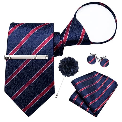 Image of DiBanGu Silk Zipper Ties for Men, Formal Pre-tied Necktie | Adjustable Tie,6PCS,Various Design Styles,Jacquard Woven,Skin-friendly,Practical Gift,Great for Wedding Party,Business Formal