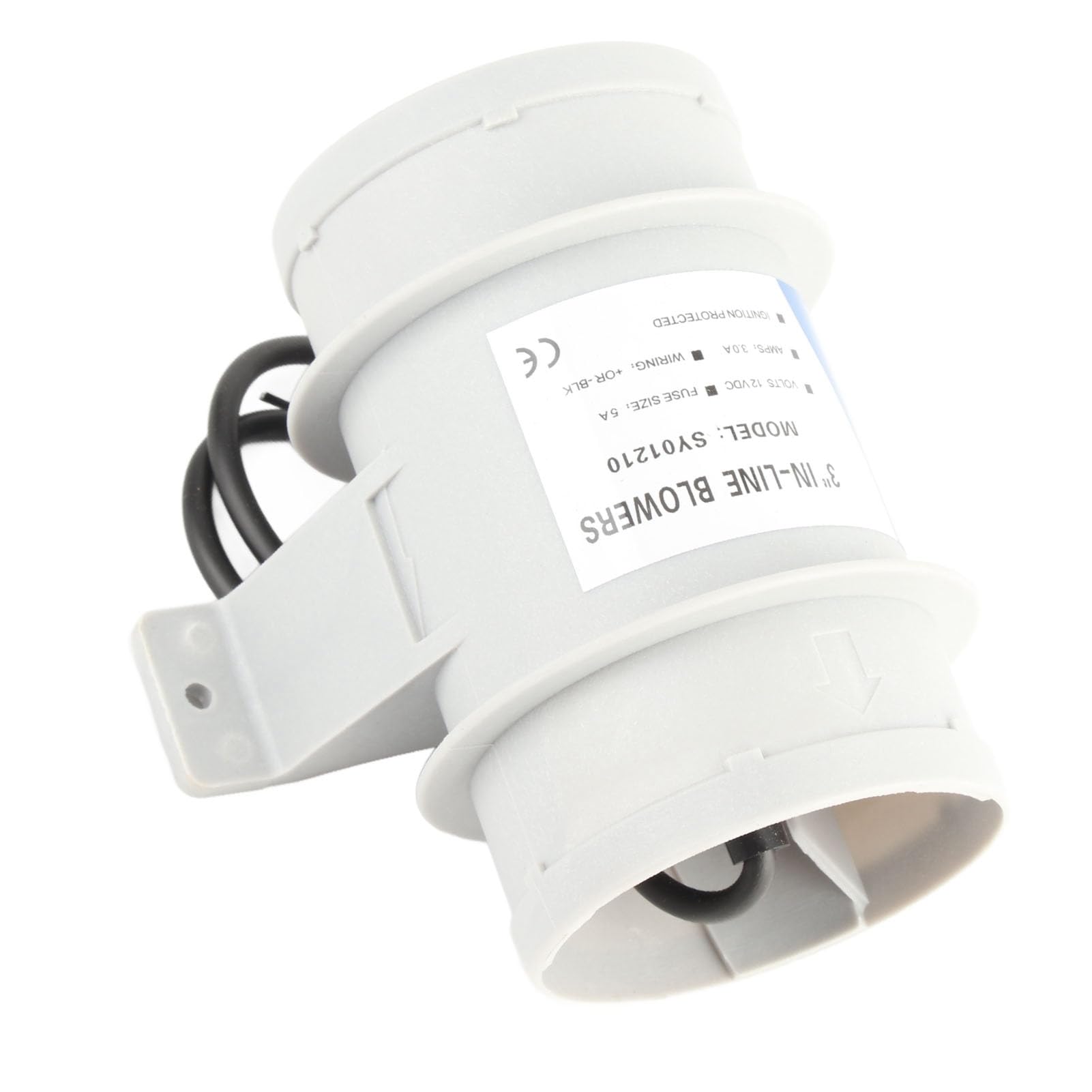 Soplador en Línea Silencioso de 3 Pulgadas y 12V, Soplador de Aire de Sentina Marina en Línea ABS Apto para Circulación de Aire de Barcos y Yates,Piezas para Barcos y Yates