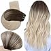 Easyouth Balayage Hair Weft Human Hair Extensions 22 Inch Color #8 Fading To #60 White Blond Balayage Color 100 Gram Per Pack Brown Roots Ombre Sew In Extensions Human Hair