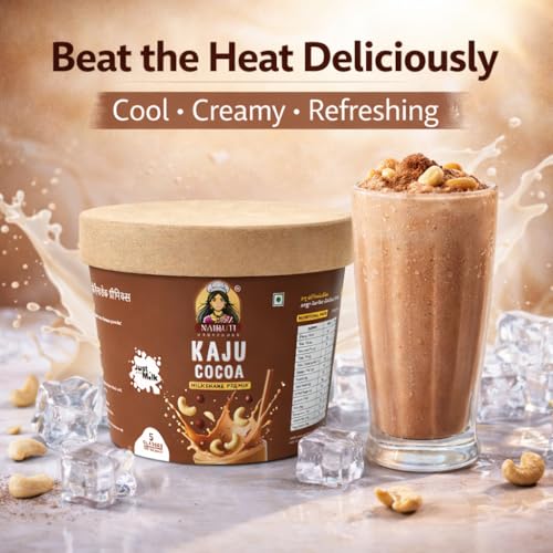 Image of Nairuti Vyutpadan Kaju Cocoa Milkshake Premix 150g | Premium Cashew & Real Cocoa Bean Drink Mix | Instant Healthy Chocolate Cashew Shake | No Preservatives, No Artificial Flavor, Natural Energy Drink | Ready In A Minute - Milkshake Premix