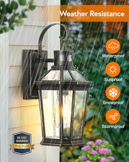 VIANIS Motion Sensor Outdoor Wall Lights, Dusk to Dawn Exterior Light Fixture Wall Mount for House Front Porch Light, Black Anti-Rust Aluminium Modern Outdoor Wall Sconce Lantern for Garage 2 Pack