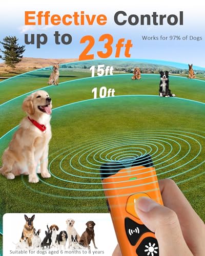 Image of Dog Bark Deterrent Device, 2025 Upgrade Anti-Barking Device for Stop Neighbor Dog Barking, Training Dogs, Rechargeable Ultrasonic Bark Deterrent with 23Ft Long Range, Variable Frequency,Black