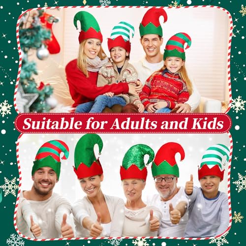 Tisancy HEQ-TISANCY-6441 12 Pieces Christmas Hat Christmas Elf Hat Colorful Funny Hats With Bells Christmas Holiday Party Hats thumb #4