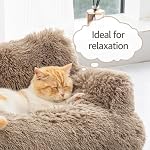 MEWOOFUN stilvoll katzenbett katzensofa flauschig - 76x45cm katzenbett große Katzen Plush katzencouch für kleine Hunde und Katzen Abnehmbar und waschbar (braun) – Bild 3