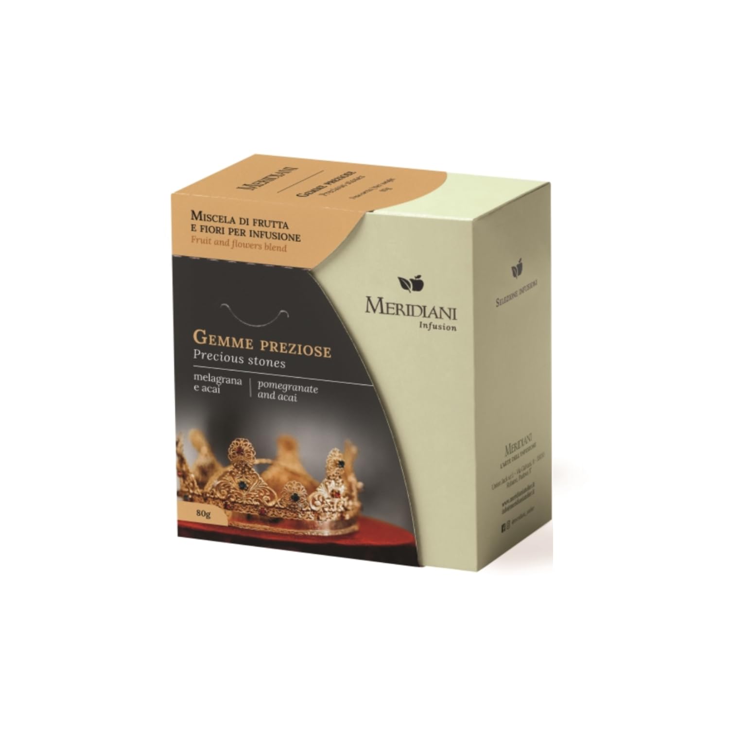 Meridiani® | Szlachetne kamienie szlachetne mieszanka do infuzji | herbata ziołowa granatu i jagód bez kofeiny - (6 x 80 g) | łagodny smak owocowy