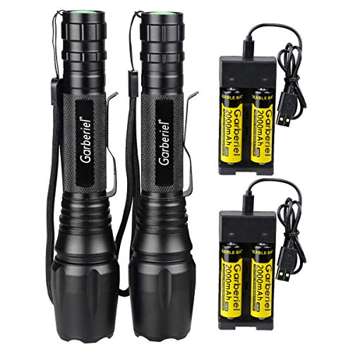 Lampe de Poche, Lampe Torche Led Puissante 2500 Lumens, 5 Modes D'éclairage IPX5 Étanche, pour Camping et les Activités de Plein Air (4 x 18650 Pile Rechargeable Incluse)