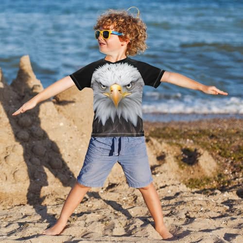 CaTaKu Egle Bird Head Boys Rash Guard Swim Shirts Toddler Quick Dry UPF 50+ Rashguard Short Sleeve 3-12T4
