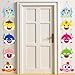 Ticiaga 10pcs Baby Cute Shark Porch Sign, Hanging Sign Wall Decoration Shark Family Party Banner, Door Cardborad Cutout Signs Outdoor Decoration, Hanging Cards Kit for Doo Doo Theme Party Decoration
