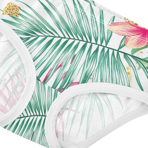 Tropical Palm Leaves Flowers Girl Panties Cute Toddler Underwear Custom Cotton Florals Undies Kids Briefs 2t4