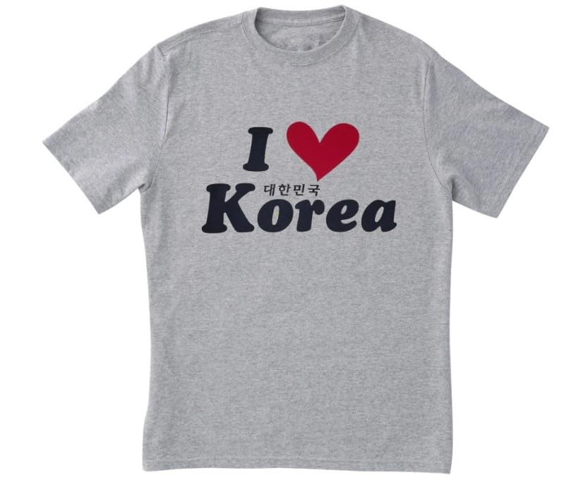 I Love Korea () Shirt Grey (US Alpha X-Large Regular Regular Grey)