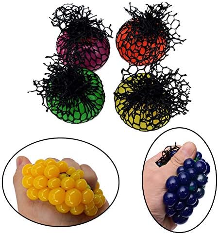 POPLAY Mesh Squishy Ball/Vent Toys/Slime Stress Ball/Anti Stress Toys,Grape Ball,4 PCS