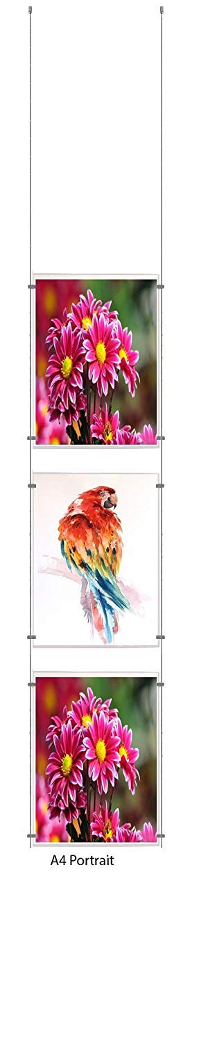 A4 Portrait Wire Cable Display Acrylic Poster Holder Retail Shop Window Signs Display Panels (3)