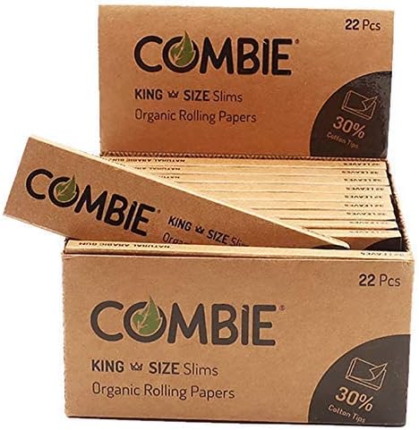 Combie Organic Rolling Paper- 32 King Size Leaves - All Natural Unbleached & Unrefined Better Paper for a Better Rolling Experience with Tips [Pack of 4]