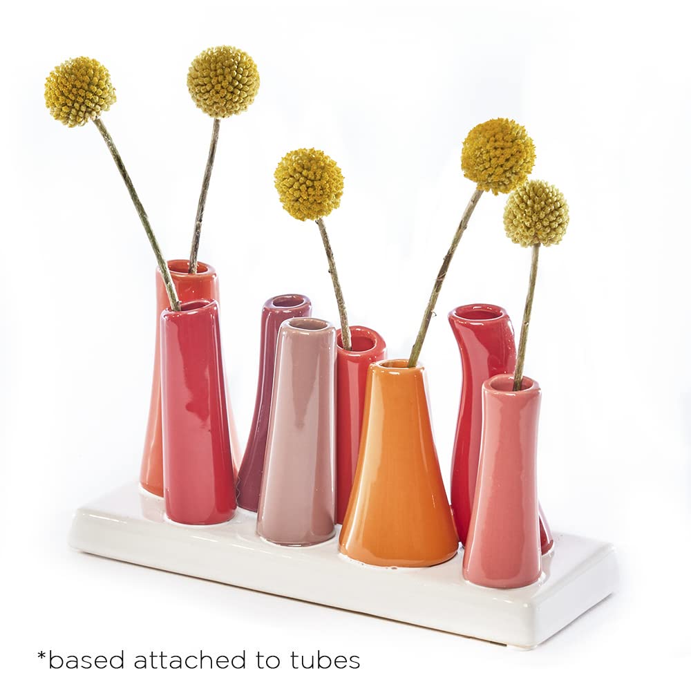 Chive Vaso di fiori multi-camera 'Pooley 2' - Carino e bellissimo vaso in ceramica per fiori e piante da appartamento - zucca, arancione e rosso