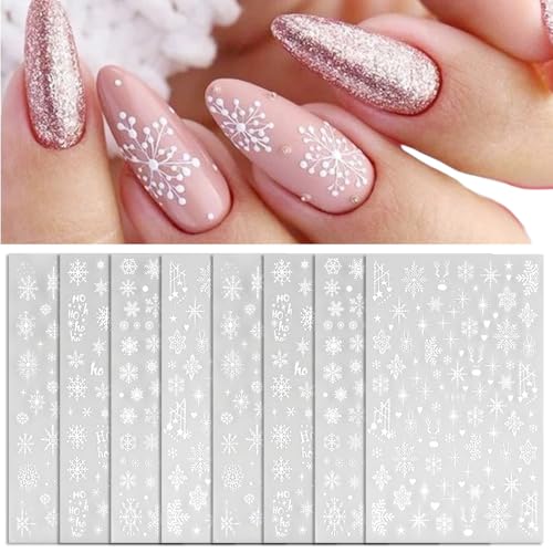 Evadollina Christmas Nail Stickers, 8 piezas adhesivos para uñas, adornos para uñas, pegatinas para uñas autoadhesivas, charms para uñas, diseño de uñas, Navidad (Tipo A)