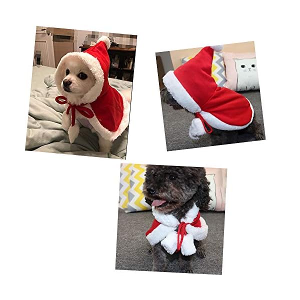 Zhenpony christmas cat dog costume pet cape, cat cloak with xmas hat, soft and thick red velvet apparel for cats and puppy, funny christmas pet dress up - image 3