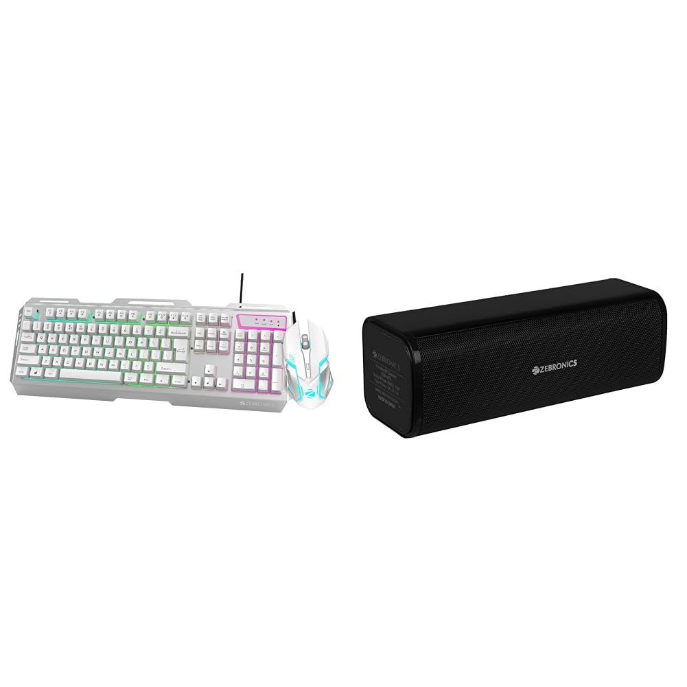 zebronics transformer gaming usb keyboard & mouse combo,braided cable,durable al body,multimedia key