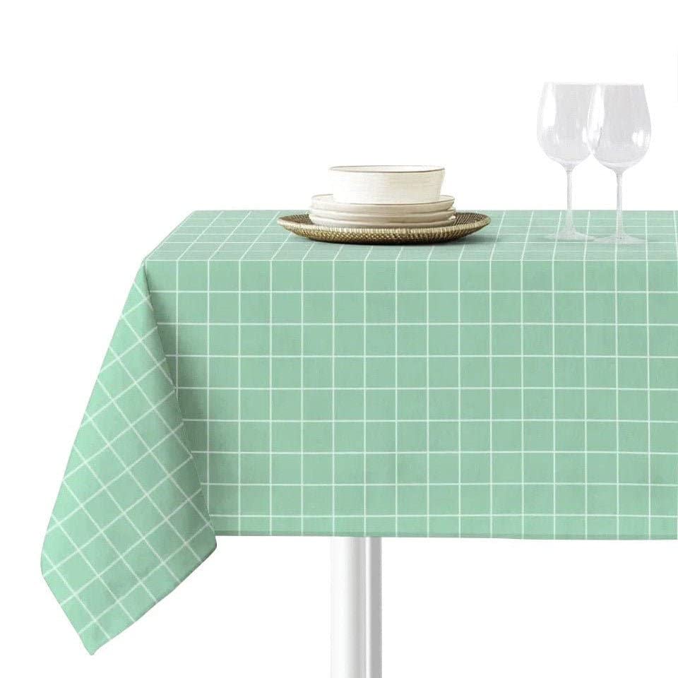 Sokios. Odin Mint Tablecloth, Made of Fine Microfiber Chenille Yarn, 100% Polyester. Wrinkle