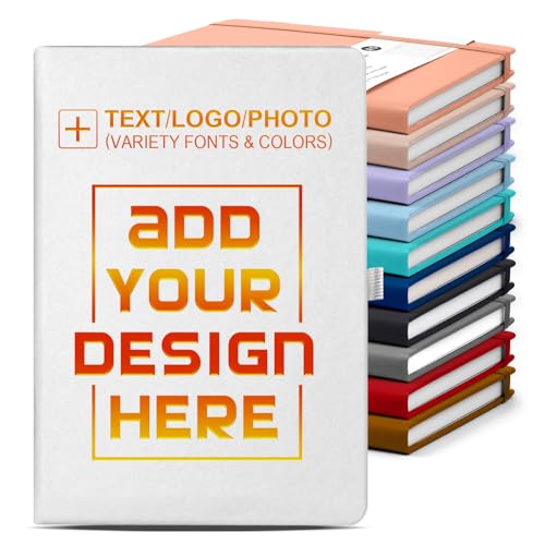 Vebermo Personalised Notebook-Can Engrave Logo/Text/Image, Customisable A5 Journal Notebook Daily Journals For Writing-192 Lined Pages 8.5 x 5.71 Inch,White