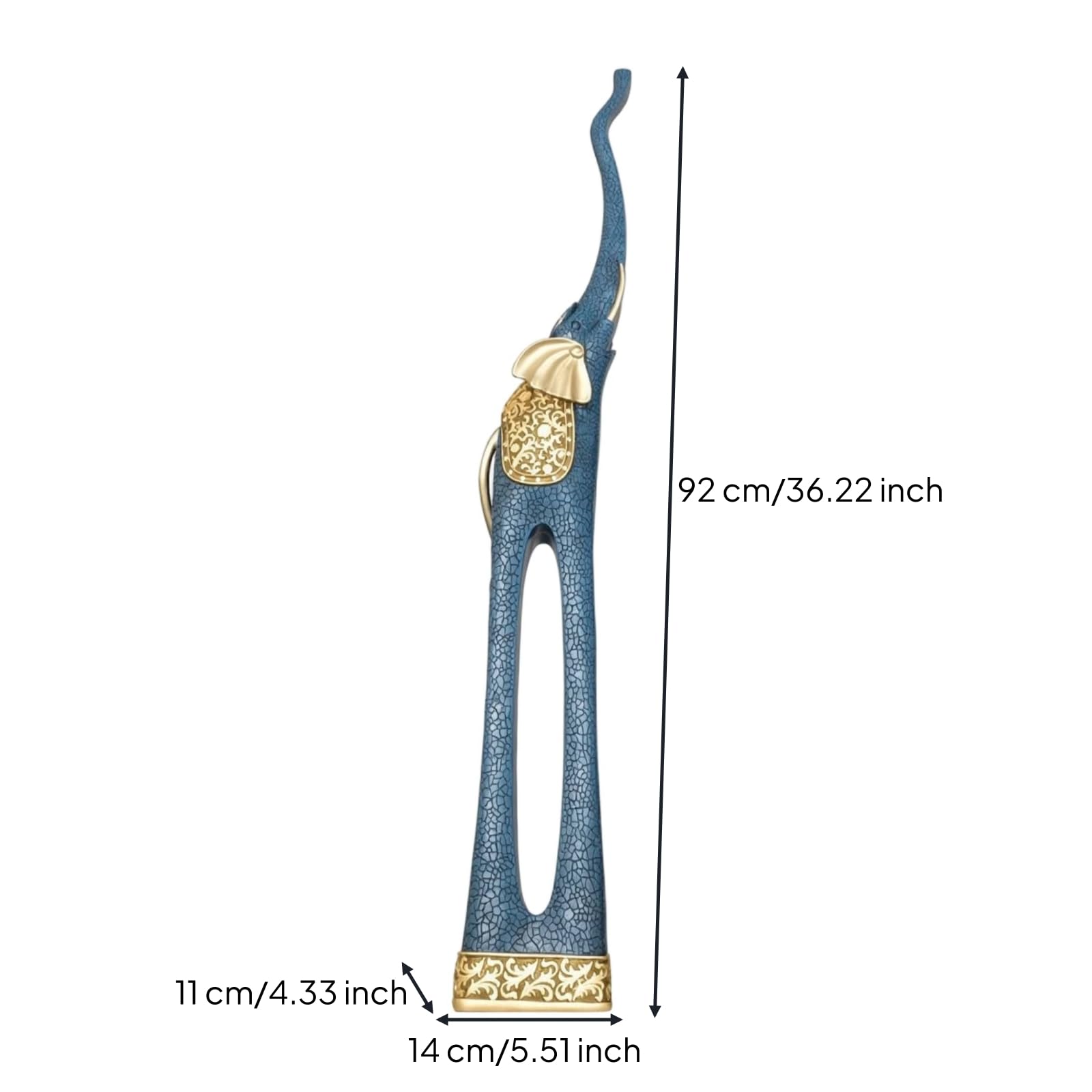 Figura de Estatua Escultura Adorno Decoración en Resina Natural con Patrón Tallado y Brillantes en Cabeza y Orejas Diseño con Hueco Ovalado Adecuada, Model A Blue