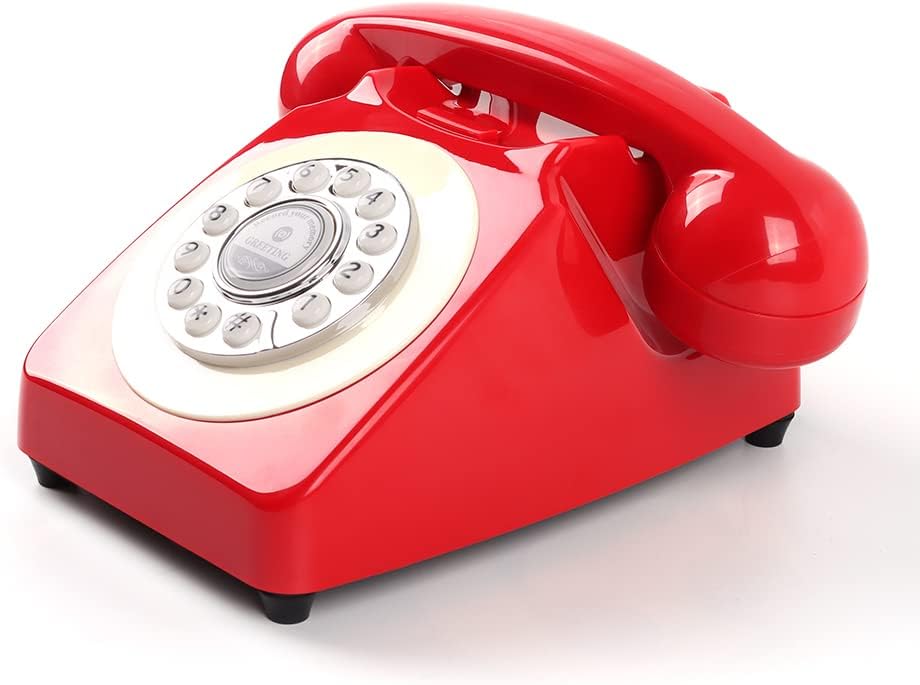 cojodopo Retro Audio Guestbook Telephone, Desk Telephone for Anniversaries Birthday Wedding Party Gathering DIY Original Guestbook Phone (red)