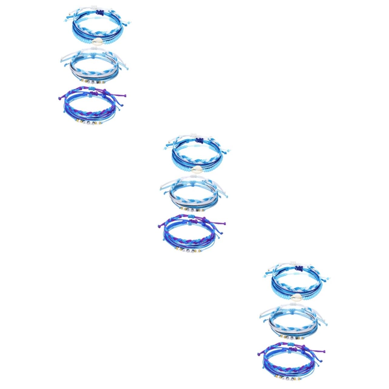 SHERCHPRY 9 Piezas cadena de muñeca pulsera tejida a mano pulsera azul de la amistad joyas pulseira mulher accesorios fiesta s de amistad de conchas cuerda de mano