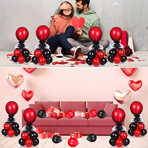 Image of BBTO 8 Set Black and Red Table Centerpieces Balloons Stand Kit, Latex Balloons and Table Stand Holder with Base Tulle for Wedding Birthday Grad Prom Centerpieces Party Back to School Baby Shower