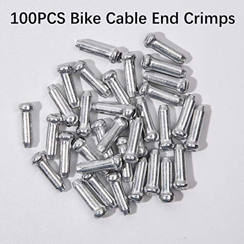 Bike Cable End Caps, Alloy Cable End Crimps, Bike Brake Cable End Tips For Road Mountain Bicycle, Silver, Pack Of 100 #TOP4