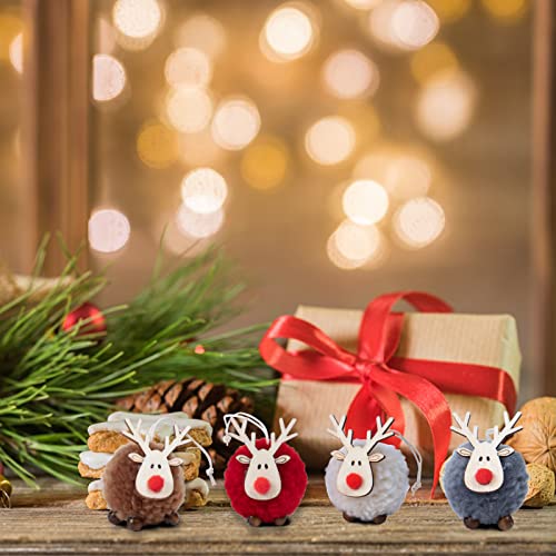 Biubee 12 Pack Christmas Felt Elk Hanging Ornaments- Christmas Tree Wooden Reindeer Hanging Pendants Decorations For Xmas Party Tree Home Decor thumb #6