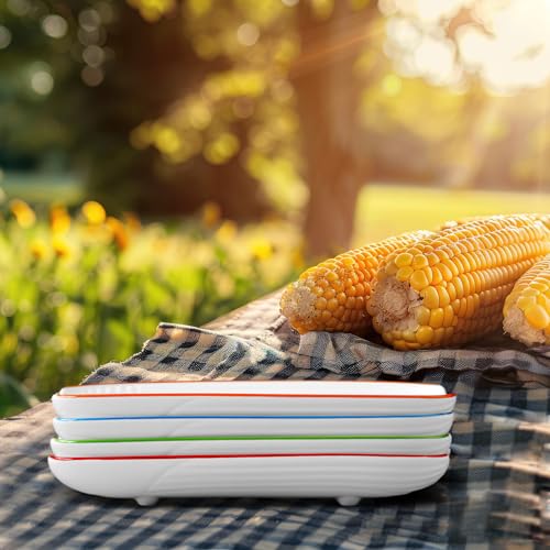 Image of Cinf Ceramic Corn Cob Holders Set of 4, 8.8 inch Colorful Serving Dishes
