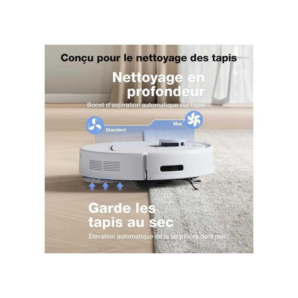 ECOVACS DEEBOT N30 PRO OMNI Robot Aspirapolvere Lavapavimenti, 10000Pa, Mopping Adattivo dei Bordi, ZeroTangle, Lavapavimenti ad Acqua Calda, Asciugatura ad Aria Calda, 9mm Sollevamento Mop, Bianca