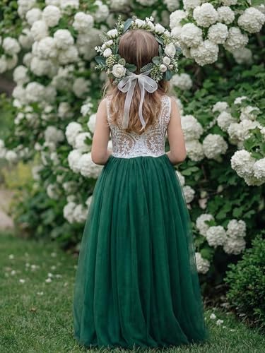 Image of 2Bunnies Girl Peony Lace Back A-Line Straight Tutu Tulle Party Flower Girl Dress