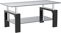 Vista 3 de Btrpily Mesa de centro rectangular para sala de estar, mesa de té adecuada para sala de espera, mesa auxiliar moderna con patas de madera, mesa