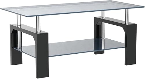 Miniatura 43 de Mesa de centro rectangular para sala de estar, mesa de té adecuada para sala de espera, mesa de centro lateral moderna con patas de madera, mesa de