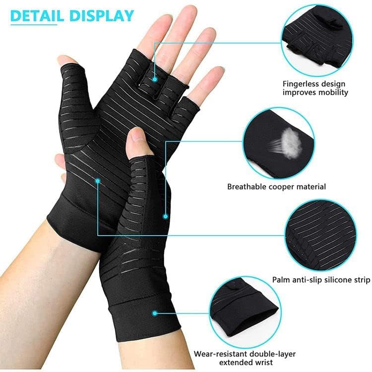 Jesata Copper Compression Arthritis Gloves, Black - Image 3