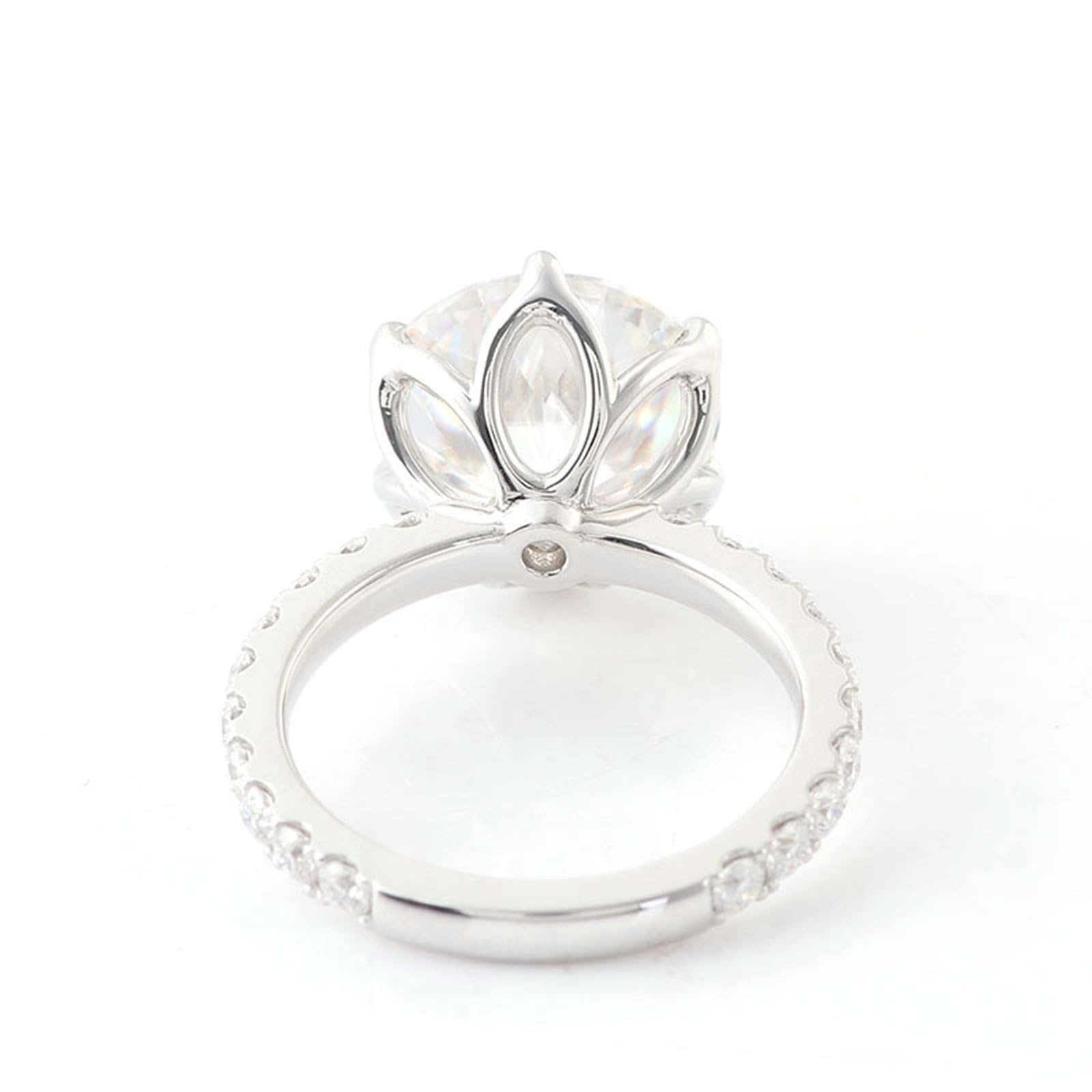 Moissanite pierścionek damski z białego złota, 2 ct D Color VVS1, pierścionek zaręczynowy, pierścionek z prawdziwego złota 375, pierścionek ślubny, 9-karatowe złoto, z grawerunkiem dla kobiet