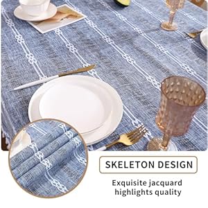 Table Cloth Rectangle Table,Rustic Farmhouse Tablecloth Rectangle, Tassel Openwork Wrinkle Resistant Washable Table Cloths for Dining Room Decoration (Blue, 55"x86") Table Cloth Rectangle TableRustic Farmhouse Tablecloth Rectangle Tassel Openwork Wrinkle Resistant Washable Table Cloths for Dining Room Decoration Blue 55×86