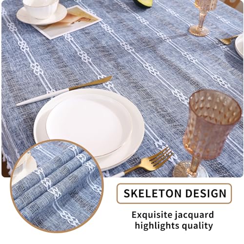 Table-Cloth-Rectangle-TableRustic-Farmhouse-Tablecloth-Rectangle-Tassel-Openwork-Wrinkle-Resistant-Washable-Table-Cloths-for-Dining-Room-Decoration-Blue-55×86 Table Cloth Rectangle TableRustic Farmhouse Tablecloth Rectangle Tassel Openwork Wrinkle Resistant Washable Table Cloths for Dining Room Decoration Blue 55×86