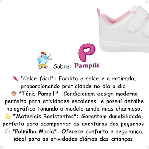 Tênis Infantil Pampili Yumi Colegial (Branco, BR, Criança de 4 a 8 anos, Numérico, 27)