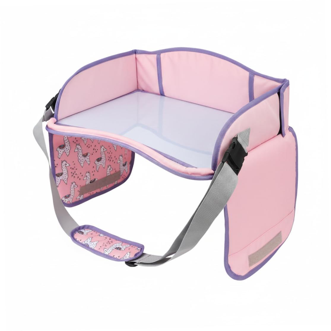 Vassoio da viaggio per seggiolino auto per bambini vassoio da viaggio per bambini con cinghie di sicurezza e tasche portaoggetti seggiolino auto per scrivania da tavolo per disegno e intratteniment