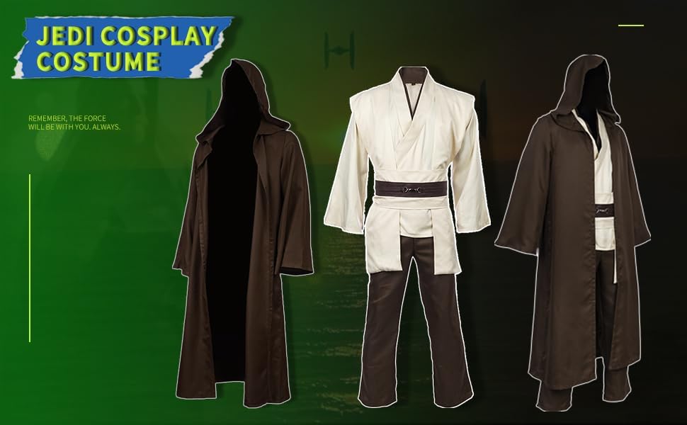 Mens Halloween Hooded Robe Tunic Costume Outfit, Force User Costume Suit for Adult Men - Image 2
