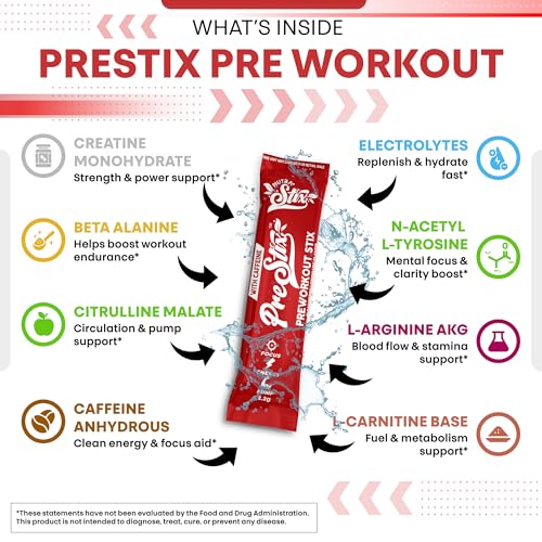 Image of Clean Nutraceuticals Pre Workout Powder Energy Sticks - Caffeine 100mg, Energy Drink Mix, Creatine Monohydrate, Beta Alanine, L-Citrulline, L-Tyrosine, L-Carnitine, Electrolyte Hydration Packets 20 Ct