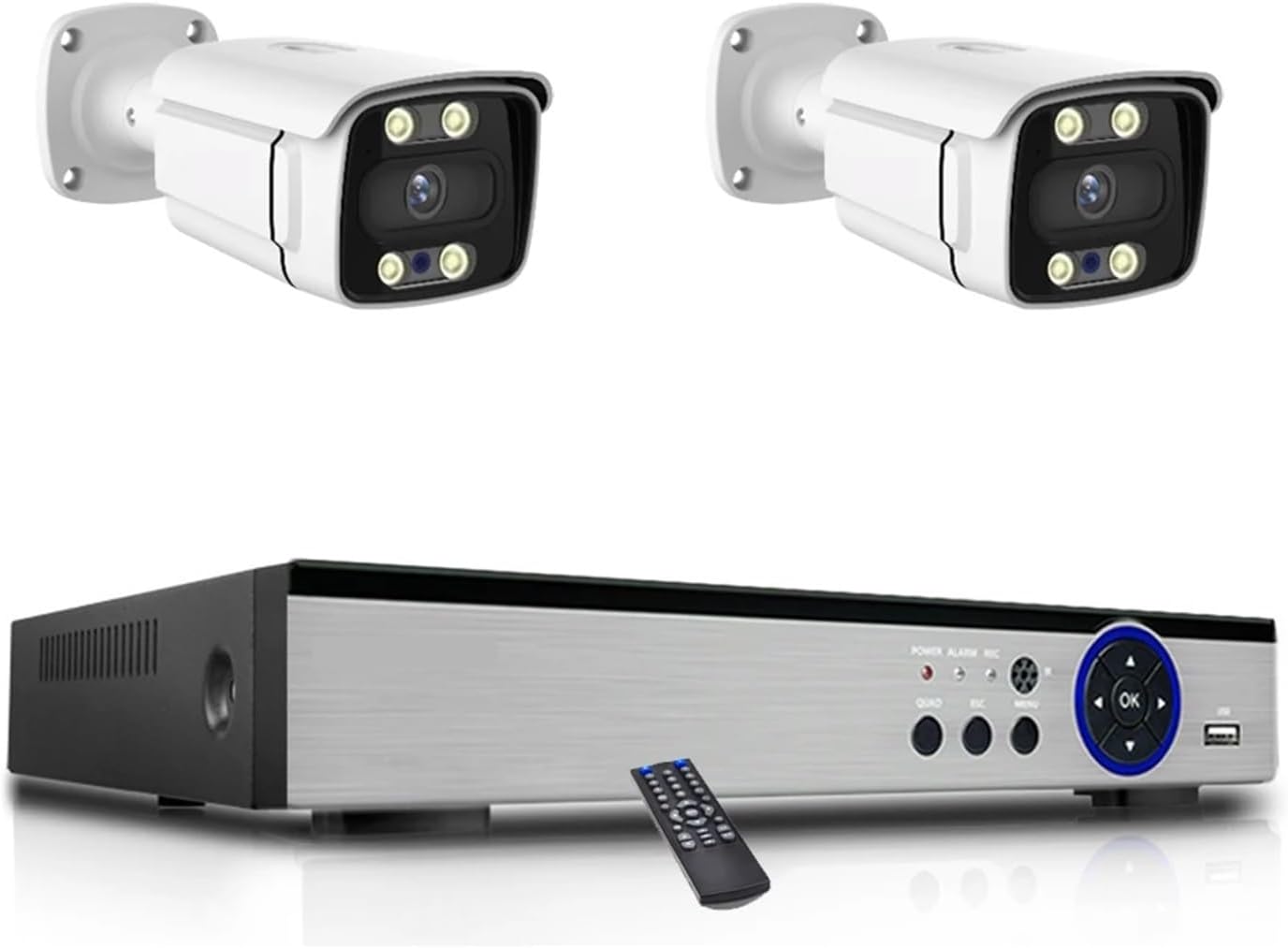 8CH POE NVR Kit 4K Ai Face Detect Security Camera Two Way Audio Colorful Night Waterproof Video Surveillance Camera Set(3T(户外运动),4CH NVR x 2PCS 2K)