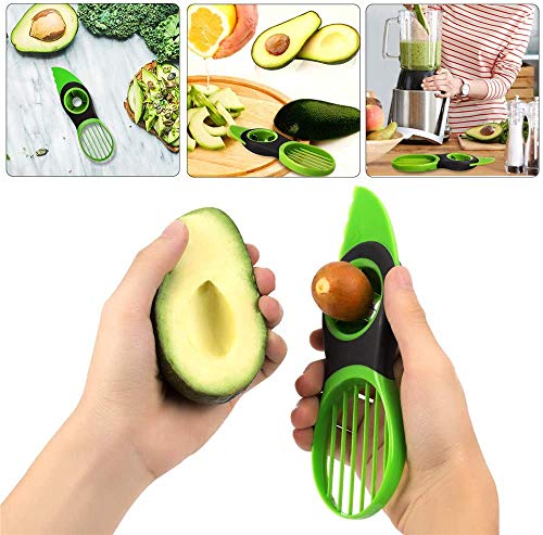 Avocado slicer, 3 In 1 Avocado Slicer Avocado Cutter Fruit & Vegetable Peeler Kitchen Tools, Avocado Cutter Green