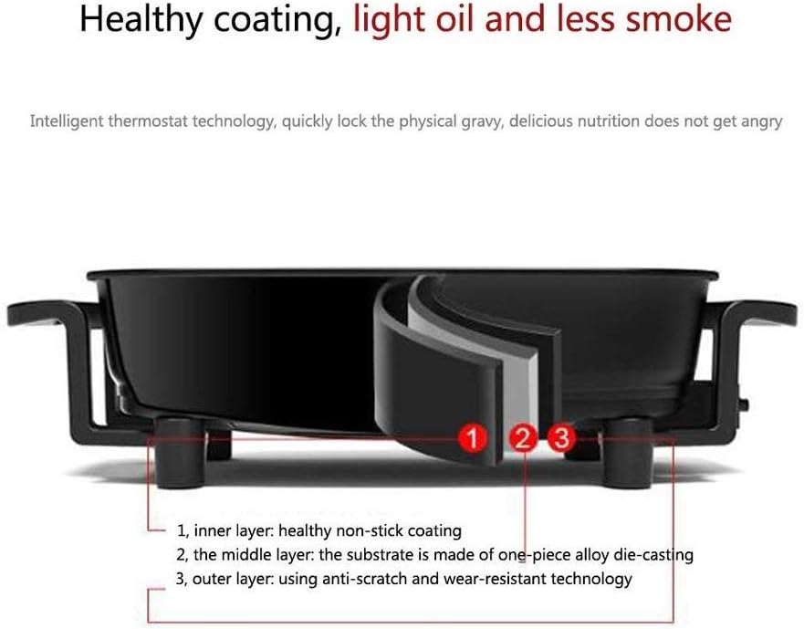 Smokeless Hot Po，Multi Cooker Multiple Cooking Options Non-stick Pot display, Slow Cook